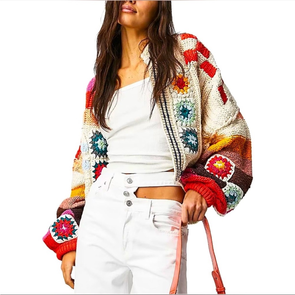 NWT Free People Crochet Clear Skies Cardigan XS Anthropologie
